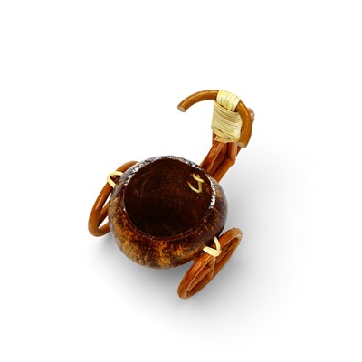 Декоративное кашпо - кокос «Велосипед», 20×12×17 см, деревянное