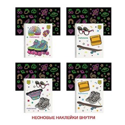 Тетрадь  48л клетка на спирали "Яркое лето" твин-лак+2 листа с неонов. наклейками ТС2Л487268 Listoff