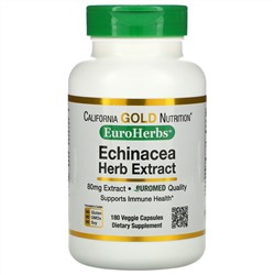 California Gold Nutrition, EuroHerbs, экстракт эхинацеи, 80 мг, 180 вегетарианских капсул
