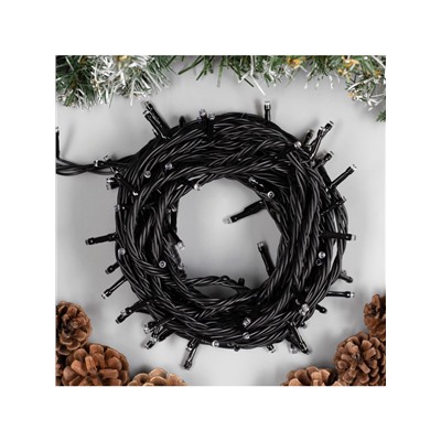 Гирлянда «Нить» 10 м, IP44, УМС, тёмная нить, 100 LED, свечение синее, 220 В