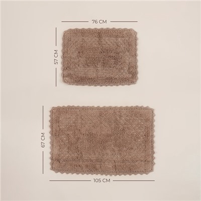 Коврики SL Home, 2 шт., 59×73 см, 68×104 см, кремовые