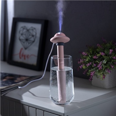 Увлажнитель воздуха «НЛО» HM-21, ультразвуковой, погружной, с подсветкой, USB, розовый