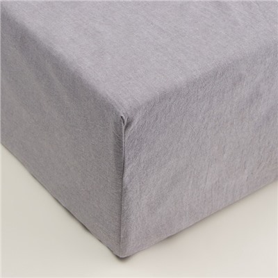 Простыня на резинке евро SL Home «Деним», 200×200+30 см, серая, жатый хлопок