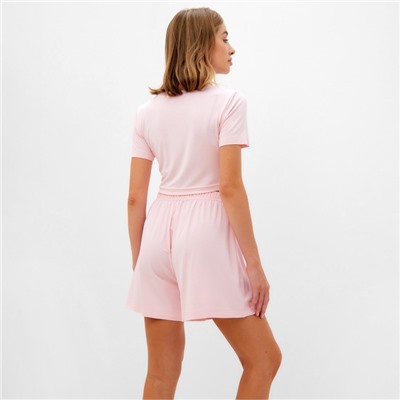 Пижама женская (футболка, шорты) MINAKU: Home collection, размер 42, розовая
