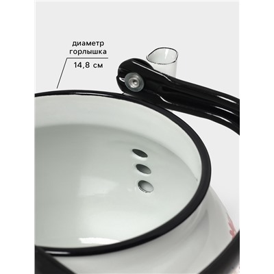 Чайник эмалированный «Астры», 3 л, металлическая ручка, белый