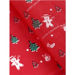 Бумага новогодняя упаковочная тишью «Пряничный человечек», красная, 50×66 см