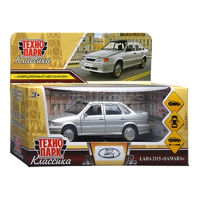 Машина металл Ваз-2115 "Самара" длина 12 см, двери, серебристо-серый
