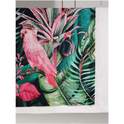 Дорожка на стол «Этель» Tropical parrots 40×146 см, 100% хлопок, саржа 190 г/м², зелёная/чёрная