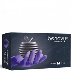 BENOVY Перчатки нитриловые СИРЕНЕВЫЕ М 100 шт/уп