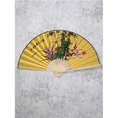 Веер 50 см бамбуковая основа Горчичный с Сакурой / 622-11 /уп 50/200/742903