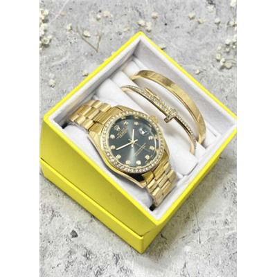 Подарочный набор для женщин часы, 2 браслета + коробка #22852975