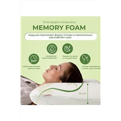 Подушка Асветида 50х70х14 Aloe с эффектом памяти(средней жесткости) НАТАЛИ, 1078512