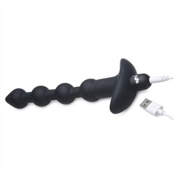 Черные анальные бусы с вибрацией и пультом ДУ 28X Remote Control Vibrating Silicone Anal Beads - 19 см.