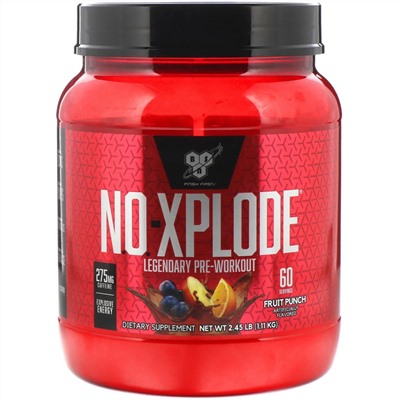 BSN, N.O.-Xplode, легендарное предтренировочное средство, фруктовый пунш, 2,45 фунта (1,11 кг)