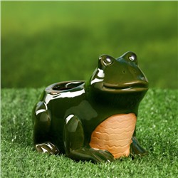 Декоративный горшок «Лягушка», керамический, 250 мл, 12×10×9 см, зелёный