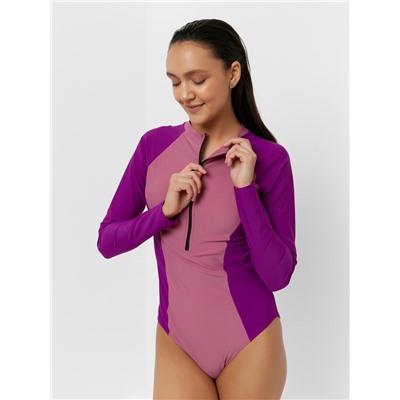 Купальник женский слитный с длинными рукавами MINAKU, размер 42, фиолетовый