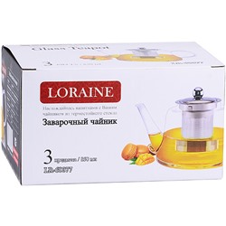 60077 Заварочный чайник 3пр 850мл стек н/с LR(х24)