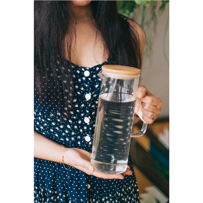 Кувшин стеклянный с бамбуковой крышкой Magistro «Эко», 1.3 л