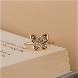 Кольцо 23 р ювелирная бижутерия коллекция "Дубай" покрытие позолота, вставка: фианиты, цвет: цветные, арт.007.124-23