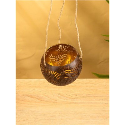 Подсвечник подвесной из кокоса, 9-12 см, коричневый