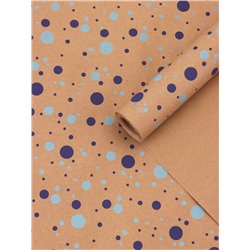 Крафт бумага «Конфетти» синий/голубой на коричневом фоне, 0.72×10±5% м, 60 г