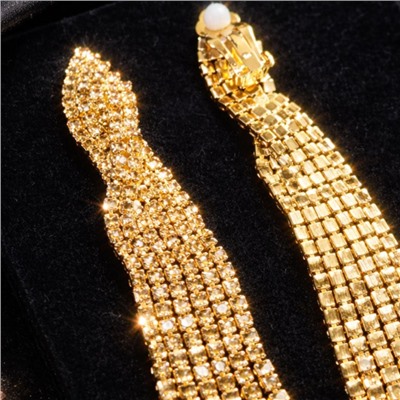 Длинные клипсы "Вечерние", цвет: шампань, арт.012.080