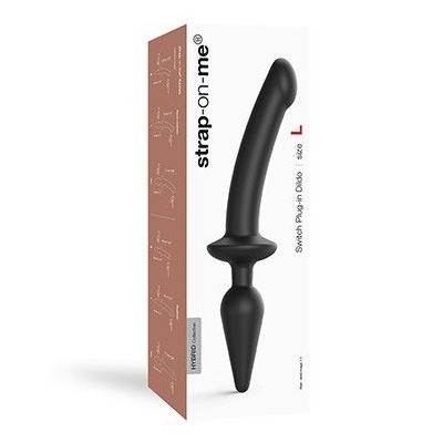 Черный двусторонний фаллоимитатор Strap-On-Me Dildo Plug-In Switch size L