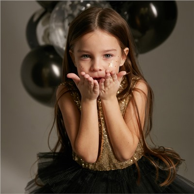 Платье нарядное для девочки KAFTAN с пайетками, золотисто-чёрное, рост 98-104 см