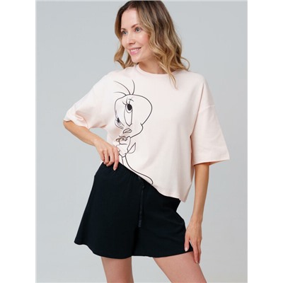 Комплект трикотажный для женщин: фуфайка (футболка), шорты