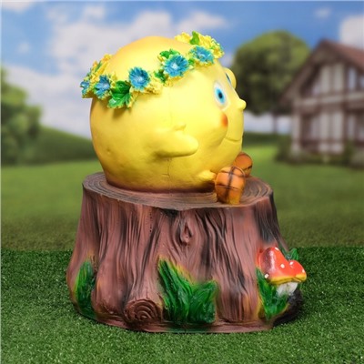 Садовая фигура из полистоуна «Колобок на пеньке», 40×33 см