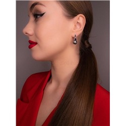 Серьги из серебра с жемчугом и фианитами родированные 925 пробы 2-294рч1003216