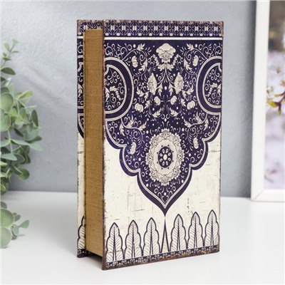 Шкатулка книга - сейф «Марокканские узоры», дерево, искусственная кожа, синий, 21×13×5 см