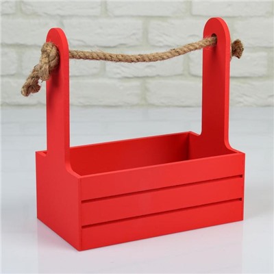 Подарочный ящик Dear, деревянный, ручка - канат, красный, набор 2 шт.