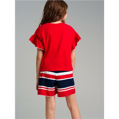 Комплект трикотажный для девочек: фуфайка (футболка), шорты