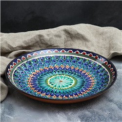 Ляган Риштанская Керамика «Узоры», 31 см, синий