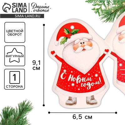 Шильдик новогодний декоративный на подарок «Дедушка Мороз», 6.5×9 см