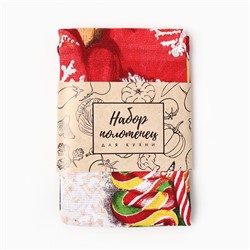 Набор кухонных полотенец Доляна «Тепла и уюта» 35×60 см-2 шт., 100% хлопок