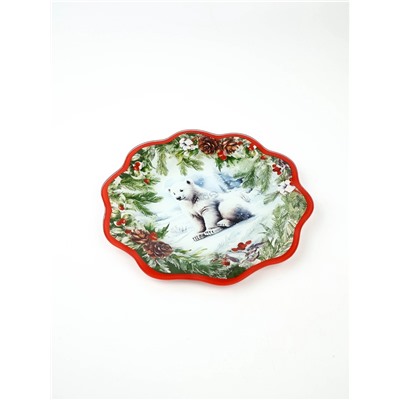 Тарелка новогодняя плоская «Полярный мишка», d=23 см