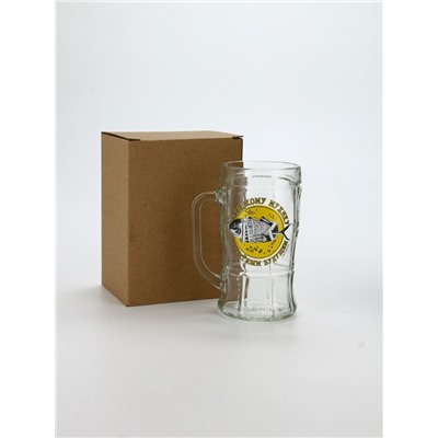 Кружка пивная стеклянная «Крепкому мужику, со светлым будущим», 500 мл