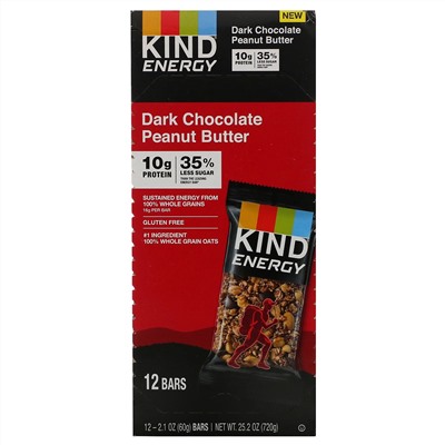 KIND Bars, Energy,  Dark Chocolate Peanut Butter , 12 Bars, 2.1 oz (60 g) Each