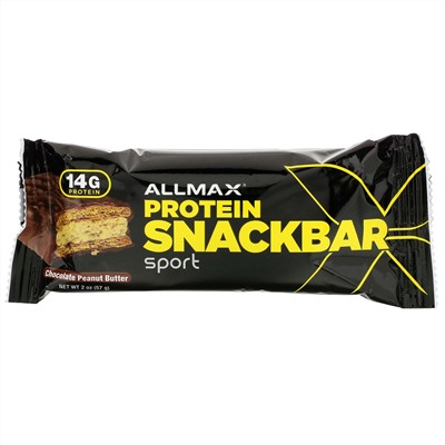 ALLMAX Nutrition, энергетический снек с высоким содержанием протеина, протеиновый батончик, арахисовая паста с шоколадом, 12 батончиков по 57 г (2 унции)