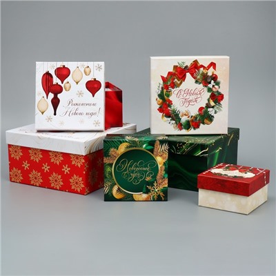 Набор подарочных коробок 6 в 1 «С Новым годом», 10×10×6 – 20×20×11 см