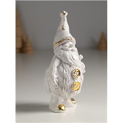 Фигурка «Дед Мороз с подарком», 16×8.5×6.5 см, белый с позолотой