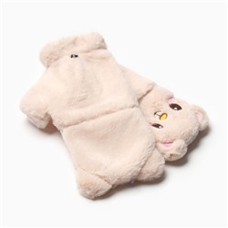 Варежки - митенки женские MINAKU «Мишка», размер 24 см, бежевые