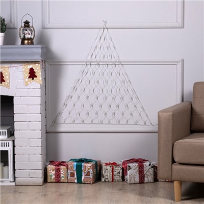 УЦЕНКА Гирлянда «Сеть-ёлка» 1×1 м, IP20, тёмная нить, 90 LED, свечение тёплое белое, 8 режимов, 220 В