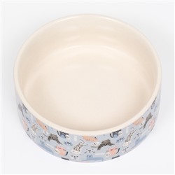 Миска керамическая «Абстракция котов» 300 мл - 11.5×11.5×5 см, голубая/белая