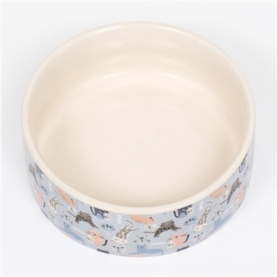 Миска керамическая «Абстракция котов» 300 мл - 11.5×11.5×5 см, голубая/белая