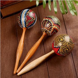 Сувенирный музыкальный инструмент Маракас «Голубая волна», 26×8×8 см, МИКС