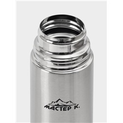 Термос гильза Мастер К, 1 л, с кружкой, сохраняет тепло 24 ч, нержавеющая сталь, цвет хром