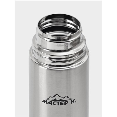 Термос гильза Мастер К, 1 л, с кружкой, сохраняет тепло 24 ч, нержавеющая сталь, цвет хром